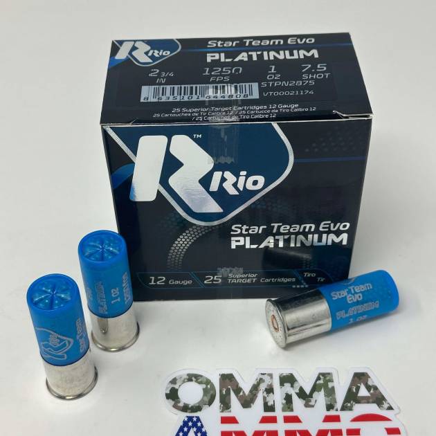 Rio Star Team Evo Platinum 12ga 2 3/4, 1oz, 1250fps, #7.5 shot  STPN2875
