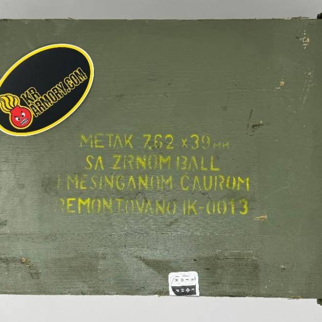 IGMAN  7.62 x 39mm 124 gr. FMJ M67 Ball, NON-CORROSIVE Brass Case, Berdan Primed SURPLUS  1,260 Rounds in Sealed Hermetic Crate ( 64 LBS SHIPPING WEIGHT )