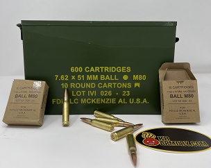FDI 7.62X51 NATO (308) 149 GR FMJ M80 BALL 600 ROUNDS IN A M2A1 AMMO CAN (BACK IN STOCK AFTER A YEAR WAIT)